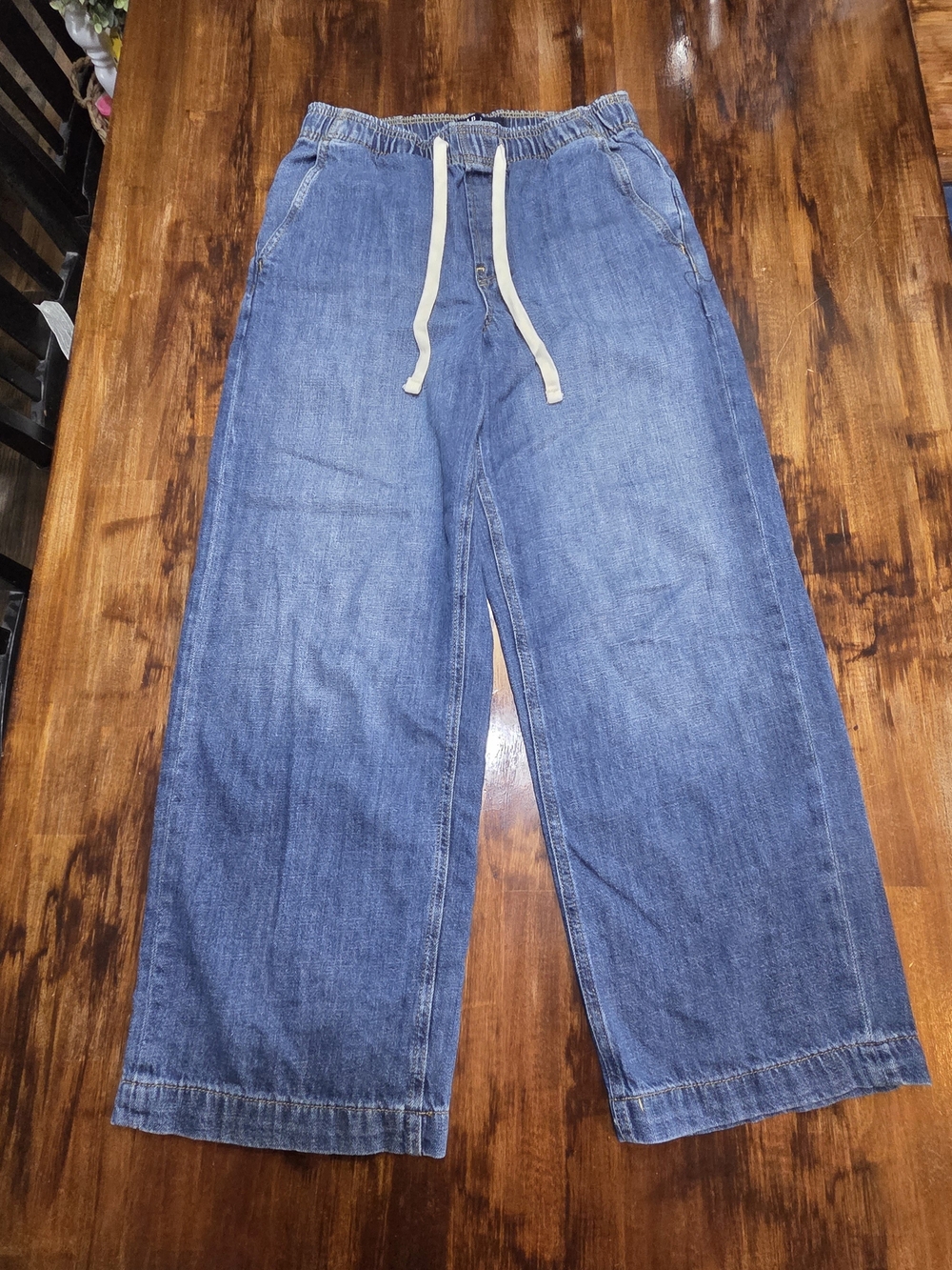 Gap High Rise Pull-On Wide-Leg Jeans Blue Small